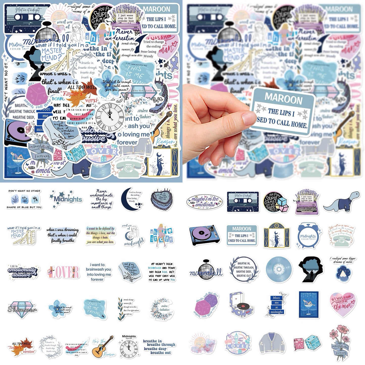 51 Pcs Non-repetitive Stickers